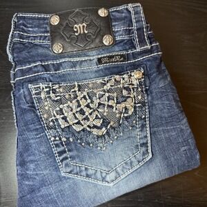 Miss Me Womens Jeans Signature Cuffed Capri  28 Denim Embellished Pockets